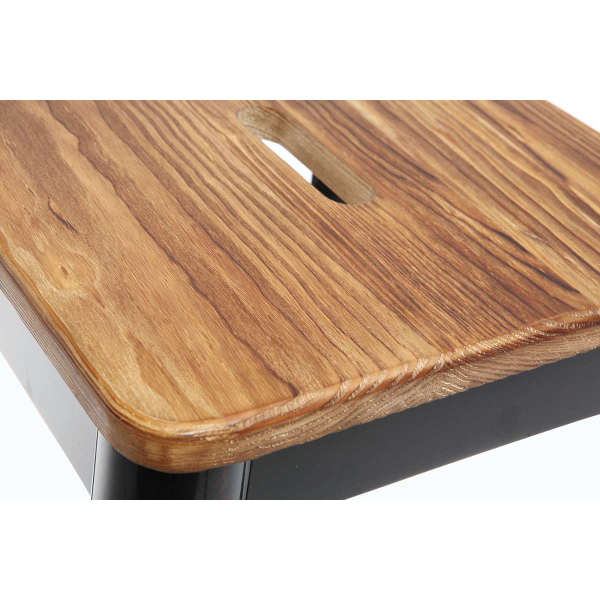 Tabouret de bar design noir et bois H75 cm NICK