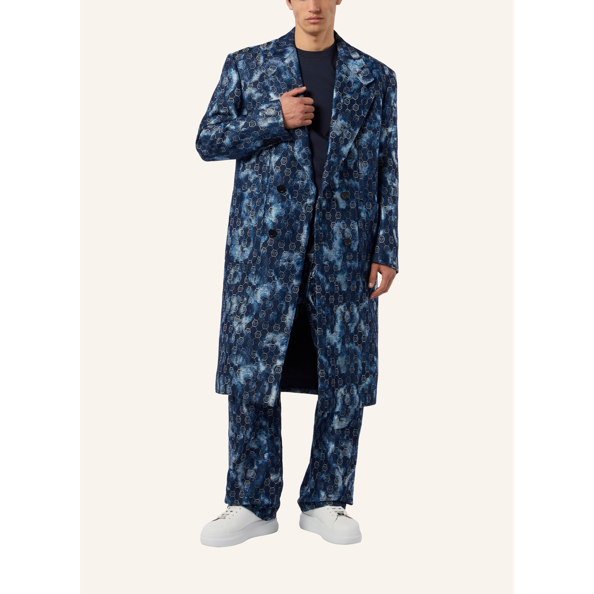 PHILIPP PLEIN Jacquard Denim Coat Monogram