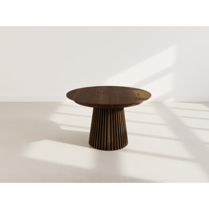 Freya - table à manger ronde extensible - effet bois foncé - 4 à 8 personnes - Marron