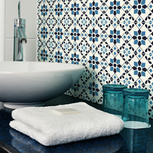 Stickers muraux - Sticker Mural Carrelage adhésif Cuisine Salle de Bain - 9 STICKERS CARREAUX DE CIMENT AZULEJOS ZARIA