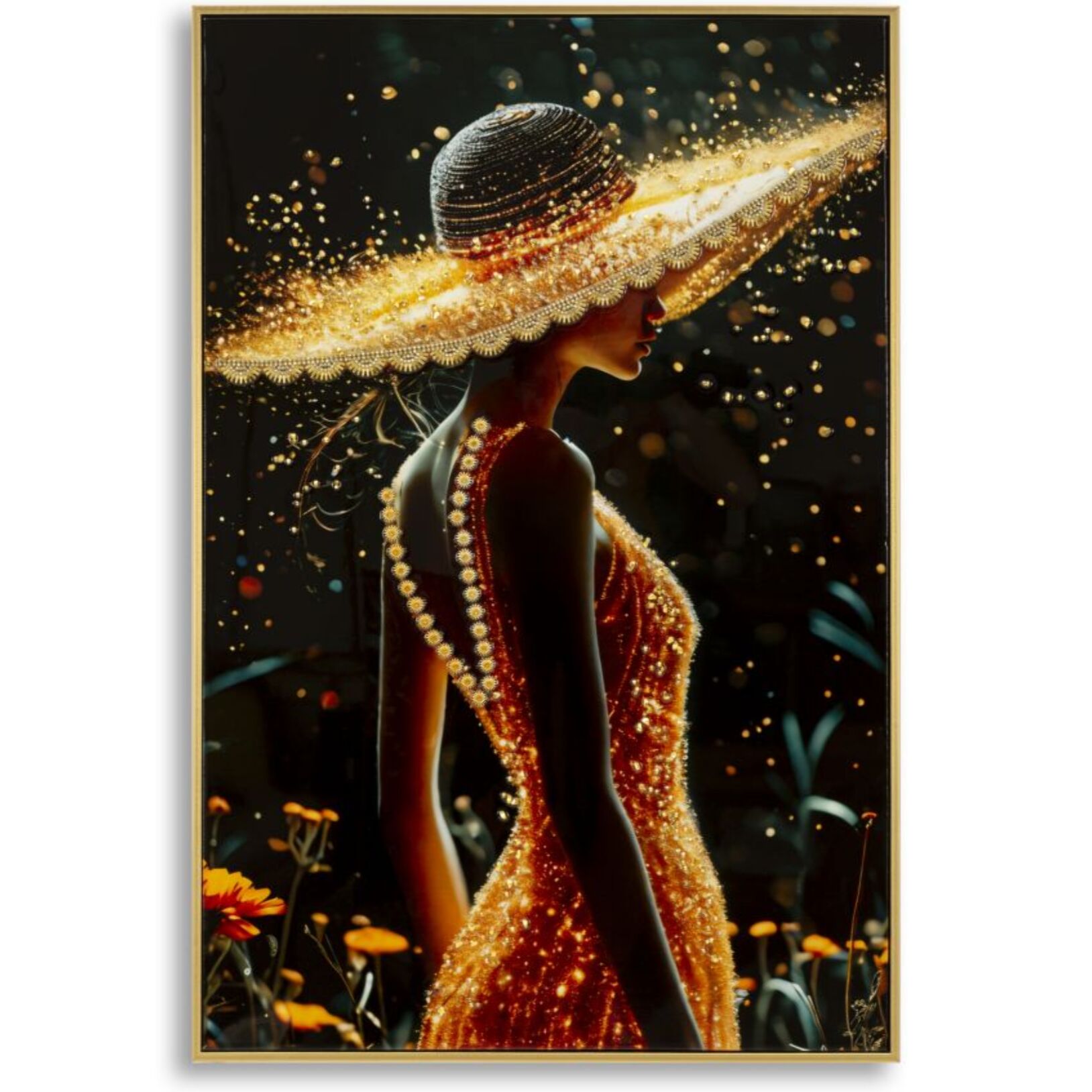 STAMPA DECORATA SU TELA LACCATA C/CORNICE ILLUMY -A- CM 62X3,5
X92