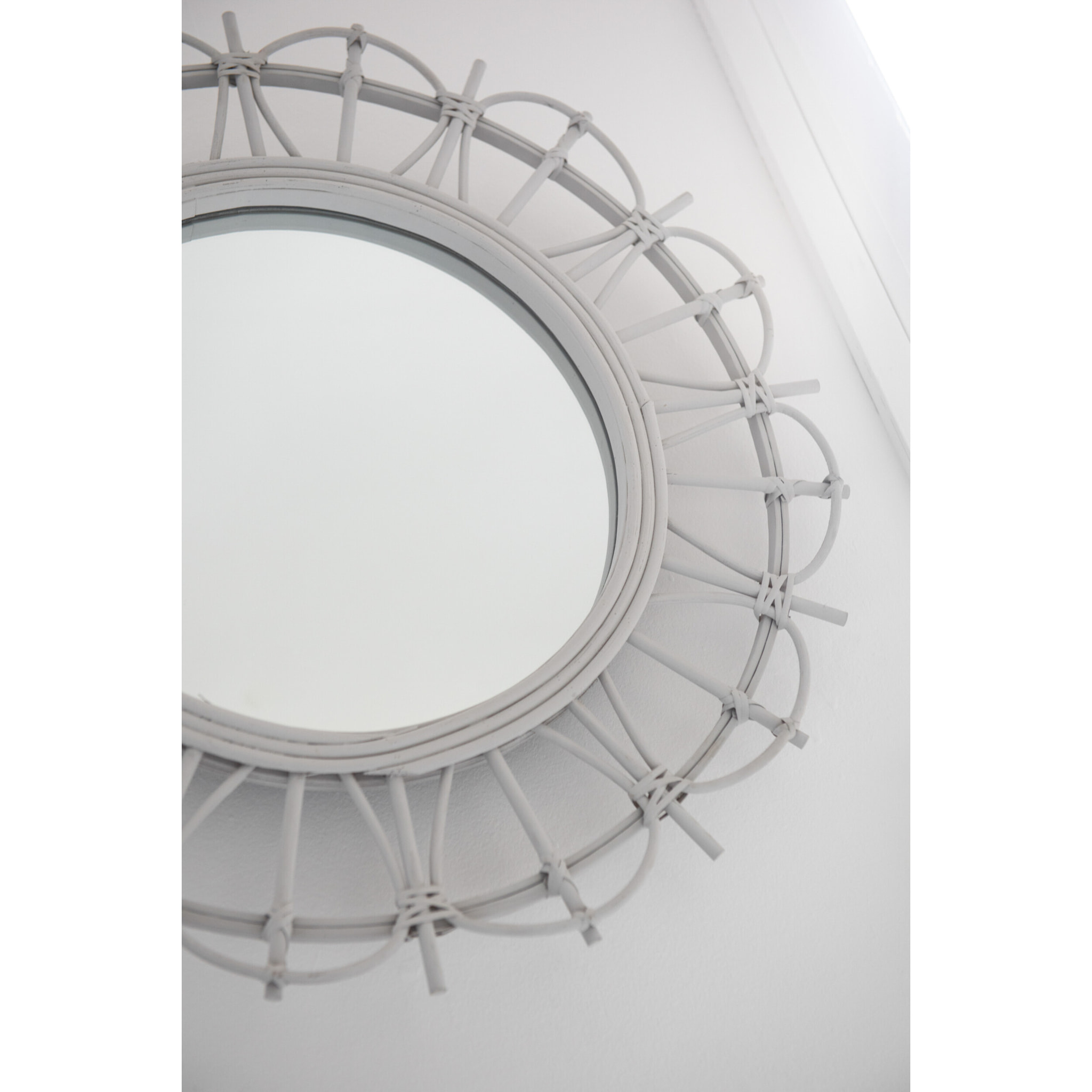 J-Line miroir Rond - bambou - gris clair