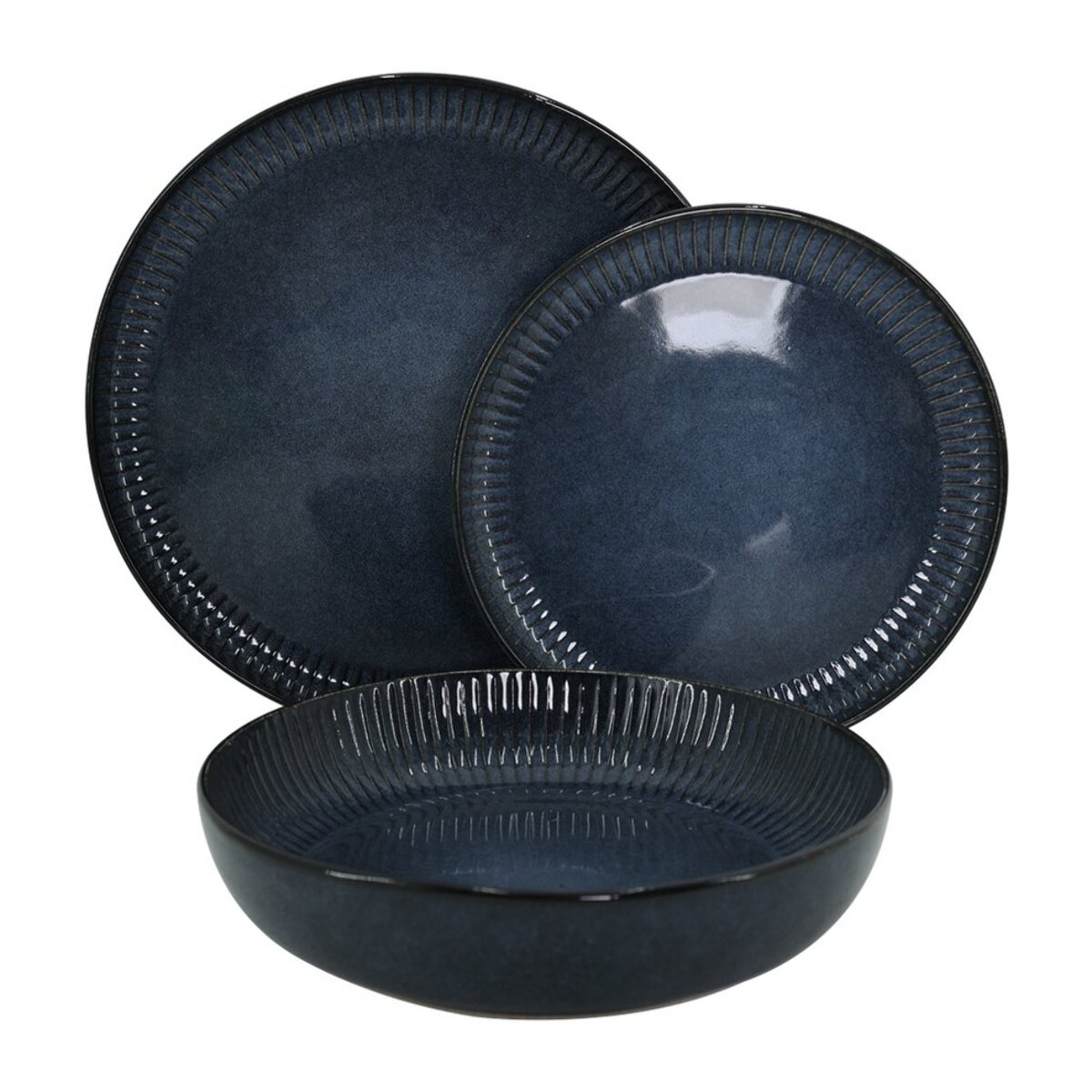 Servizio di piatti per 6 persone in ceramica blu- Erika