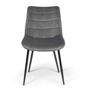 Chaises Melinda en velours - Gris clair - pieds noirs
