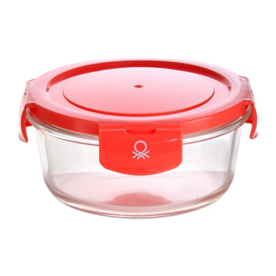 Hermético redondo 410ml borosilicato tapa rojo rainbow benetton