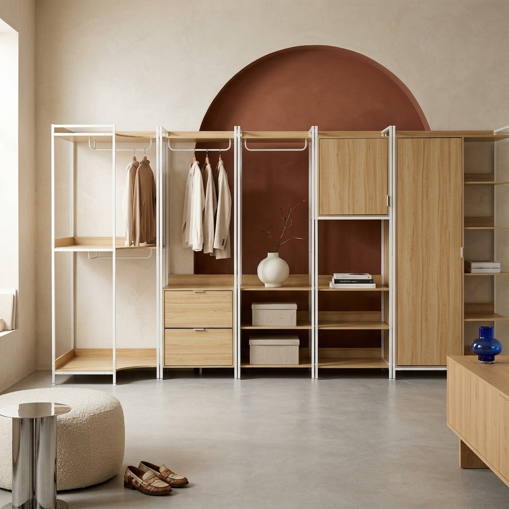Kit dressing modulable décor bois et métal 5 éléments CLEVER