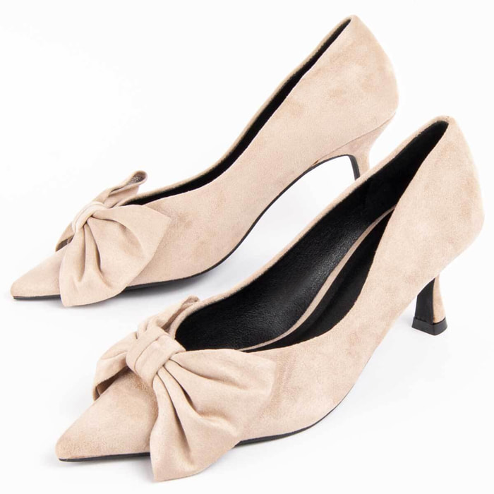 Zapato De Tacón - Beige - Altura: 6 Cm