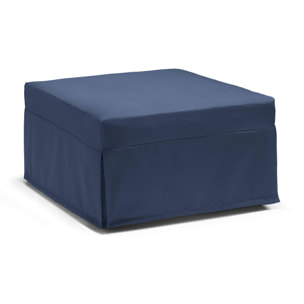 Letto pieghevole Ancilla, Pouf trasformabile in letto singolo, 100% Made in Italy, Pouf in tessuto da soggiorno, Cm 80x80h45, Blu