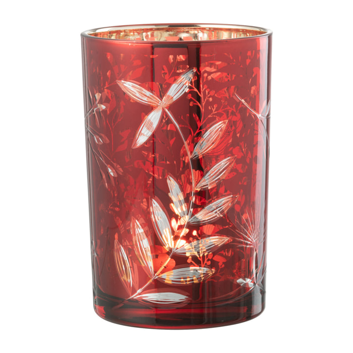 J-Line photophore Feuilles - verre - rouge/or - large