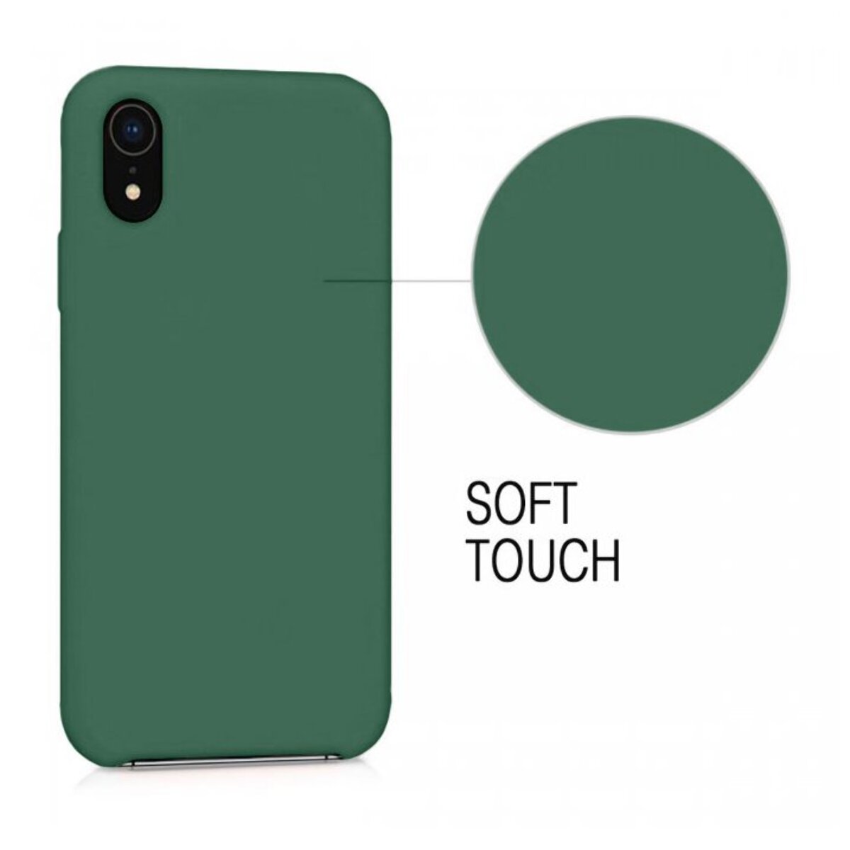 Coque iPhone XR Silicone liquide Vert Foret + 2 Vitres en Verre trempé Protection écran Antichocs