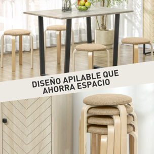 Juego de 4 Taburetes Apilables Redondos Taburetes Bajo de Cocina con Asiento Acolchado para Comedor Dormitorio Oficina Salón