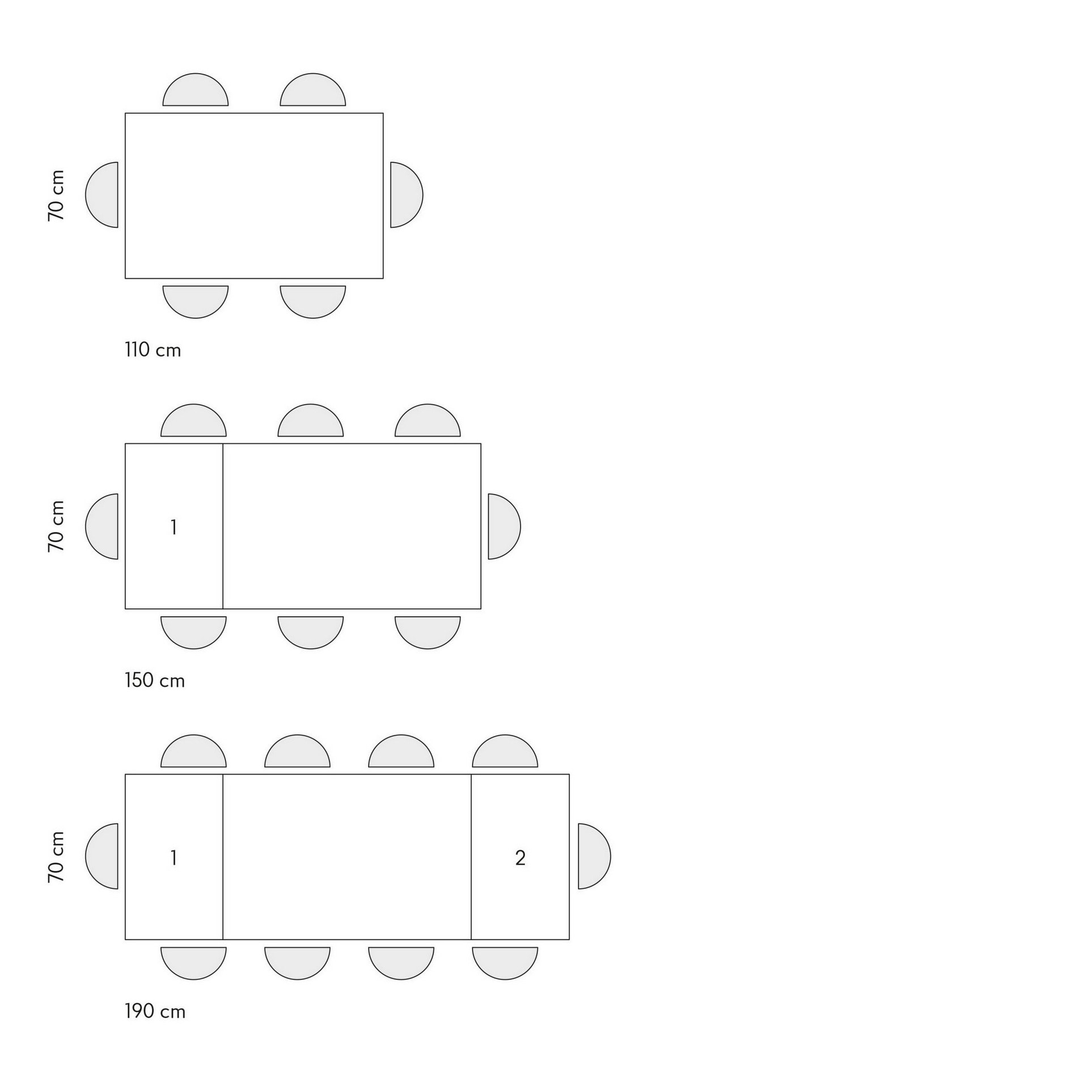 Tavolo POSITANO in legno effetto rovere e gambe antracite, allungabile 110x70 cm – 190x70 cm