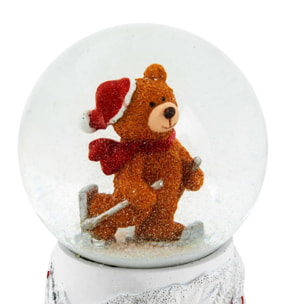 BOULE NEIGE OURS A SKI 80MM