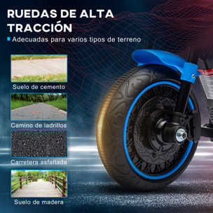Moto Eléctrica para Niños de 18-36 Meses, Moto Eléctrica Infantil con Batería 6V, Faro y Ruedas Auxiliares Desmontables, Carga 25 kg, Azul