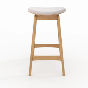 Lot de 2 tabourets pour îlot central 65,5 cm en bois et tissu beige - Jude