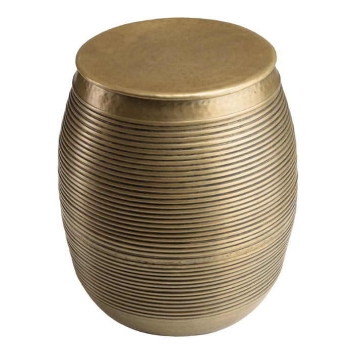 HONORE - Table d'appoint alu L40cm H45cm couleur laiton foncé strié