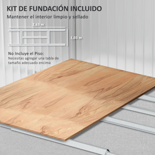 Caseta de Jardín Exterior 4,9 m² 277x195x192 cm Cobertizo de Jardín Exterior con Puerta Corredera Techo de Fibra de Vidrio Base Refuerzo (Suelo NO Incluido) y 4 Ventanas Verde