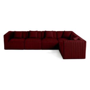 Nova - canapé modulable d'angle réversible - 6 places - en velours - Rouge