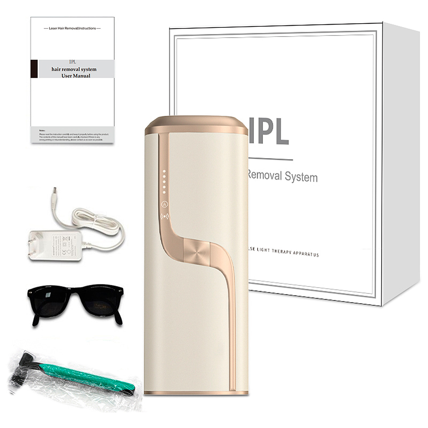 Epilatore IPL a luce pulsata. 5 livelli di potenza e scatti di flash illimitati.