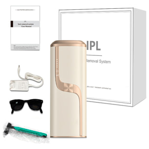 Epilatore IPL a luce pulsata. 5 livelli di potenza e scatti di flash illimitati.