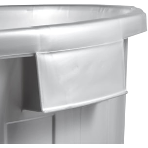 Cubo de basura / papelera polivalente con tapa cerrable,  plateado