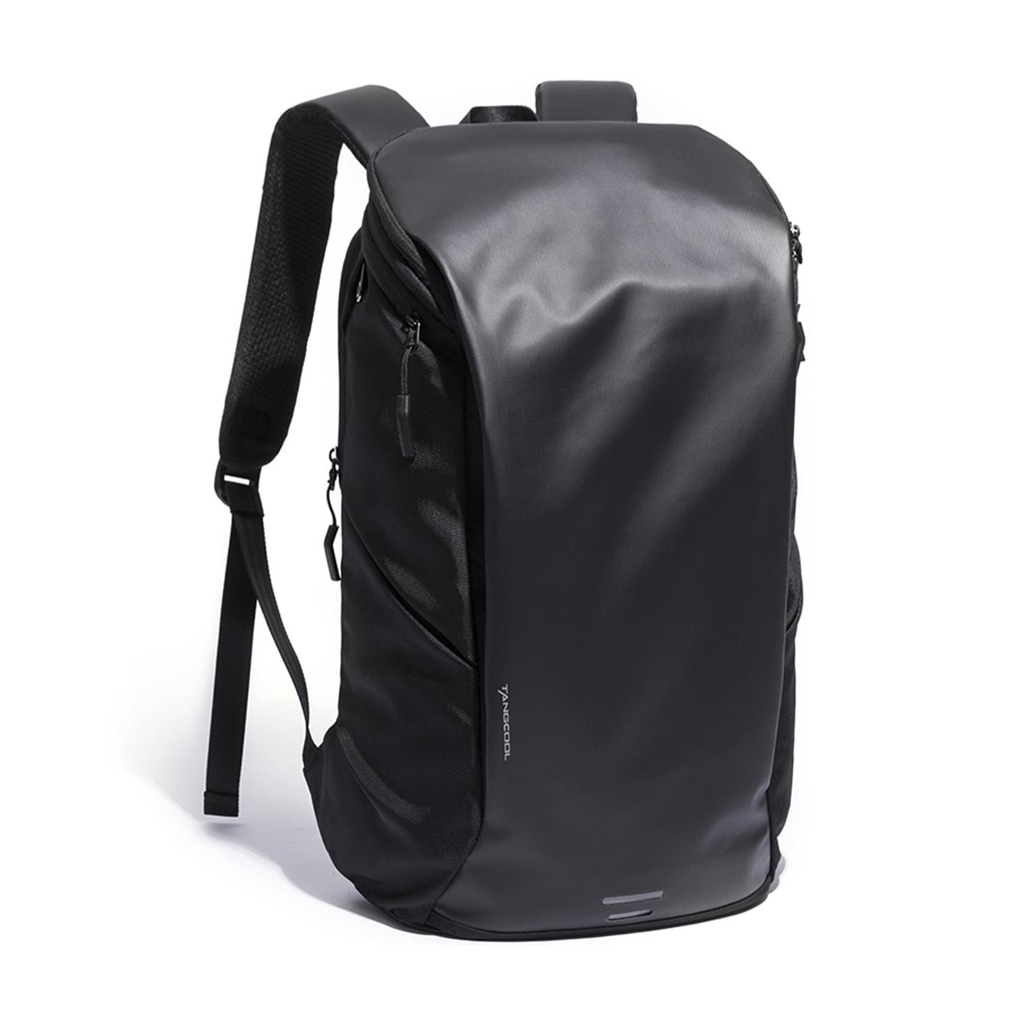 DAM Mochila de tela Oxford y PU, capa impermeable, bolsillo porta Laptop 15,6 y para tablet. Transpirable. 30x15x52 Cm. Color: Negro