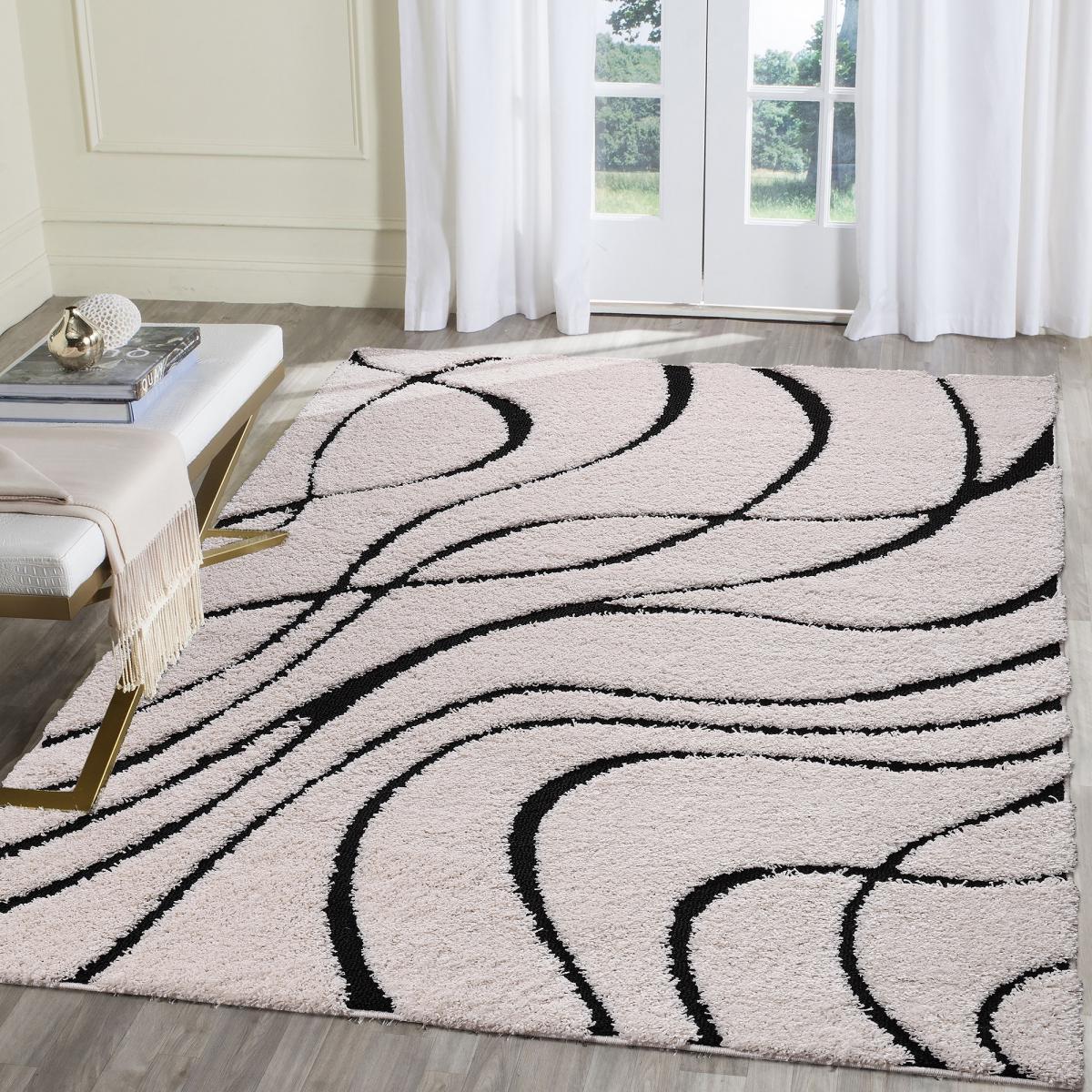 Tapis shaggy tissé motif géométrique DASO