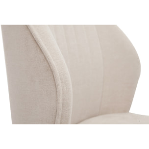 Chaises design en tissu effet velours beige et métal noir (lot de 2) FANETTE