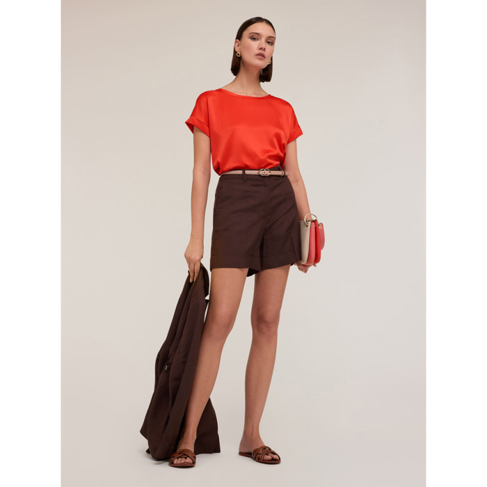 Motivi - T-shirt bimaterica - Rosso