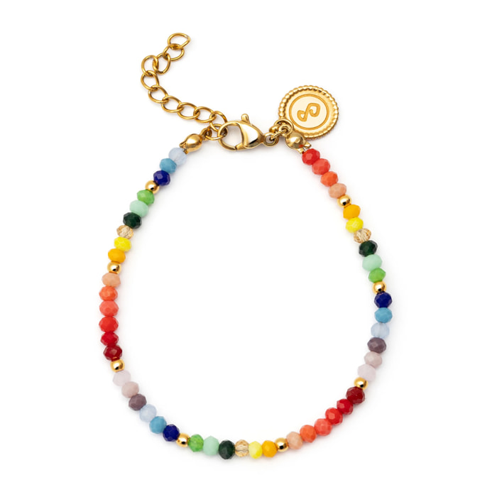 Pulsera Crystals Rainbow Acero Baño Oro
