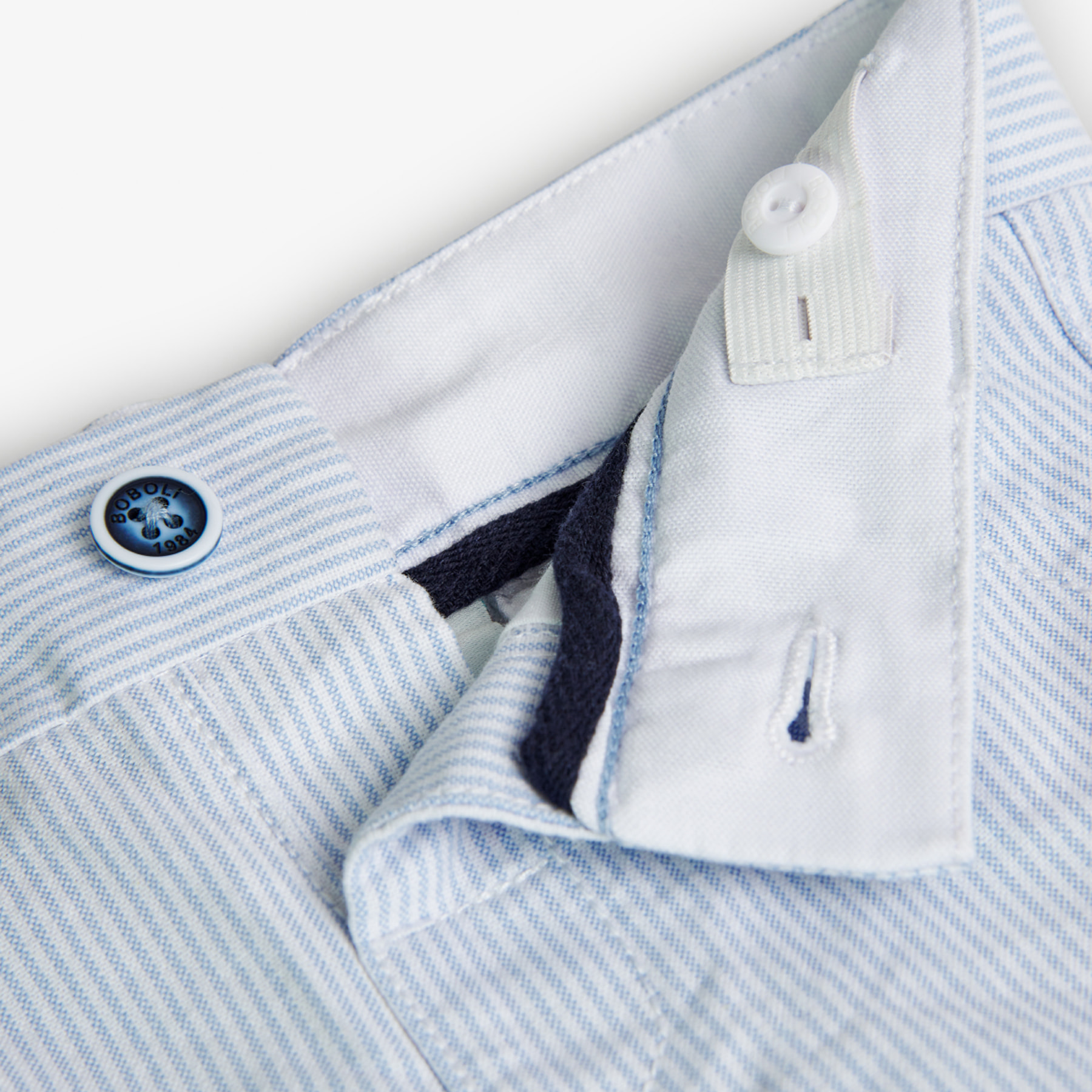 Bermudas oxford niño, estampado de rayas, azul claro