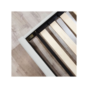 Ensemble lit matelas et sommier 160x200 cm en simili blanc - BIANCA