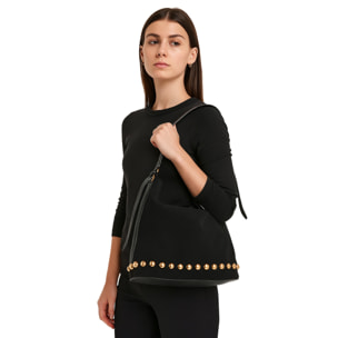 Borsa a spalla da donna Made in Italy - Modello Seraphina Plus - Pelle scamosciata - 31.0 x 31.0 x 15.0 cm