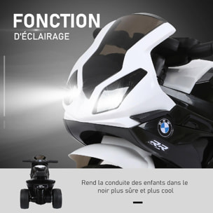 Moto électrique pour enfants 3 roues 6 V 2,5 Km/h effets lumineux et sonores noir BMW S1000 RR