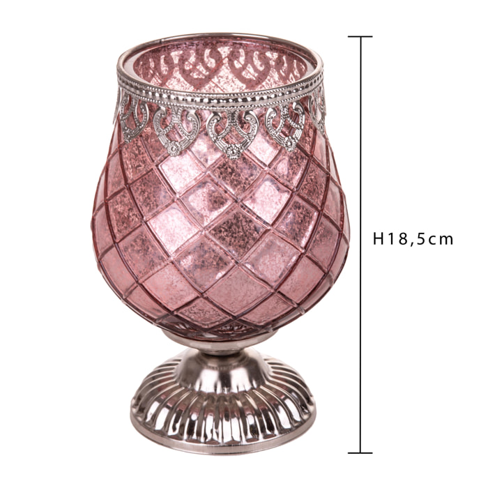 Porta tealight D.13 H20 - Pezzi 2 - Colore Rosa - 13x20Hx13cm - Bianchi Dino