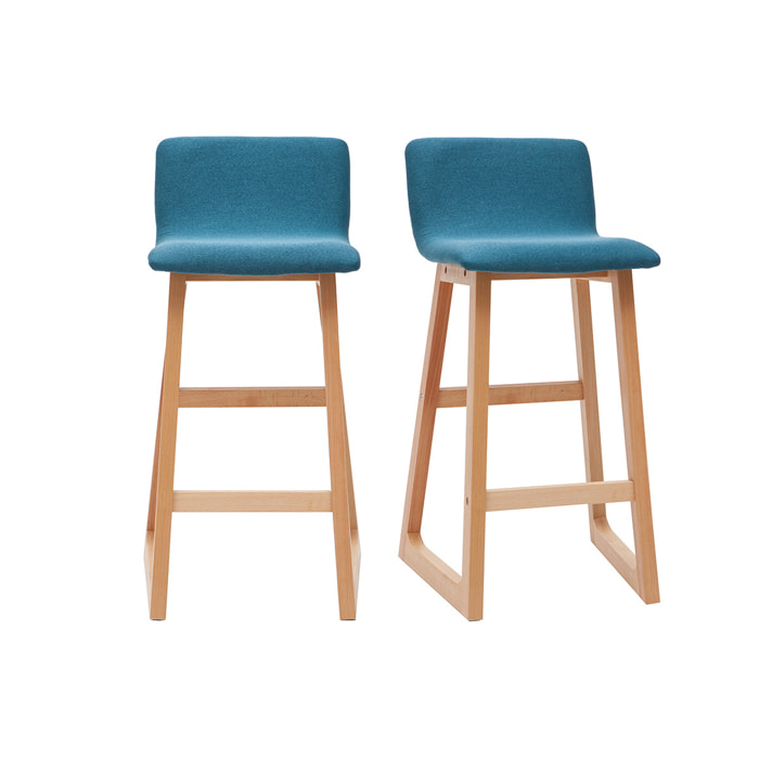 Tabourets de bar scandinaves bleu canard 65 cm (lot de 2) OSAKA