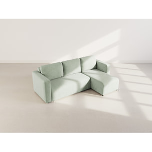Canopy - canapé d'angle réversible 4 places convertible avec coffre en velours côtelé - Vert sauge