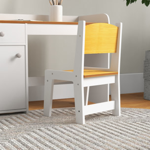 Conjunto de Escritorio de 2 Piezas Pupitre Infantil Escritorio para Niños Incluye Silla y Mesa con Cajón y Armario para Dormitorio Sala Blanco y Natural