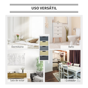 HOMCOM Cómoda de Madera con 5 Cajones Cajonera Auxiliar de Almacenaje con Patas Elevadas Estilo Moderno para Dormitorio Salón Baño 35x28x90,5 cm Multicolor