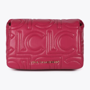 Tracolla Trapuntata con Logo in Pelle Sintetica con Tracolla Mista a Catena