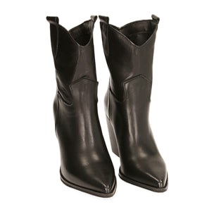 Camperos neri in pelle, tacco 9 cm