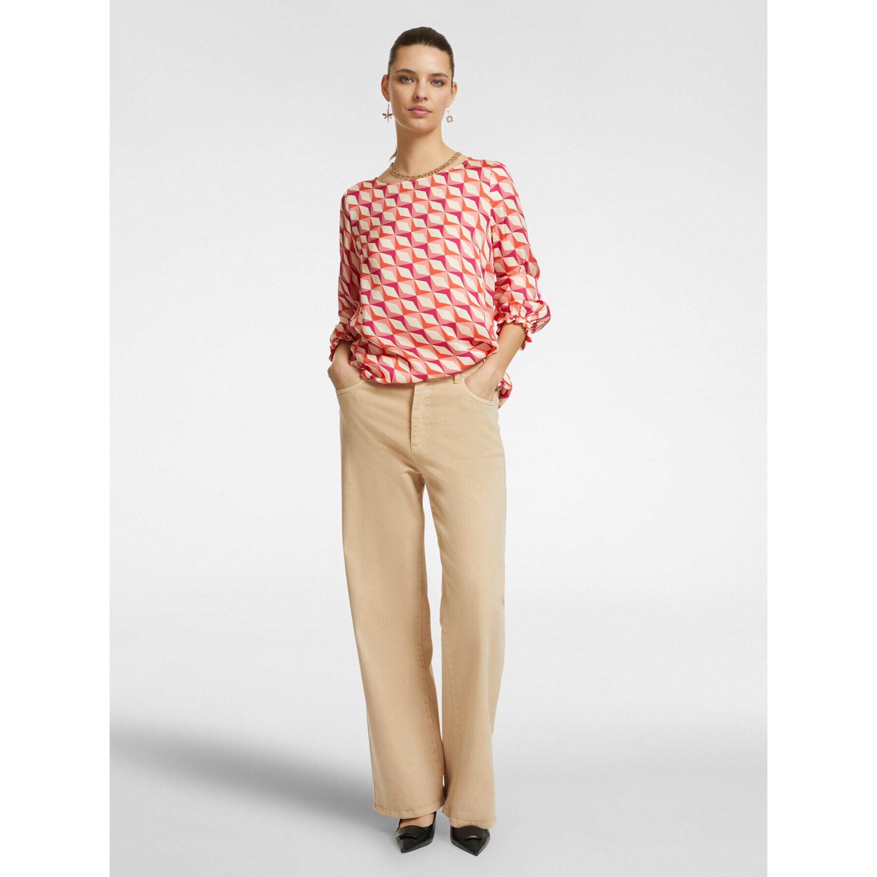 Elena Mirò - Blusa dalla stampa geometrica - Rosso