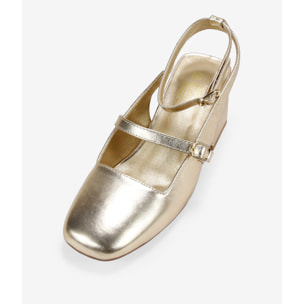 Zapatos Mary jane dorados destalonados con hebillas