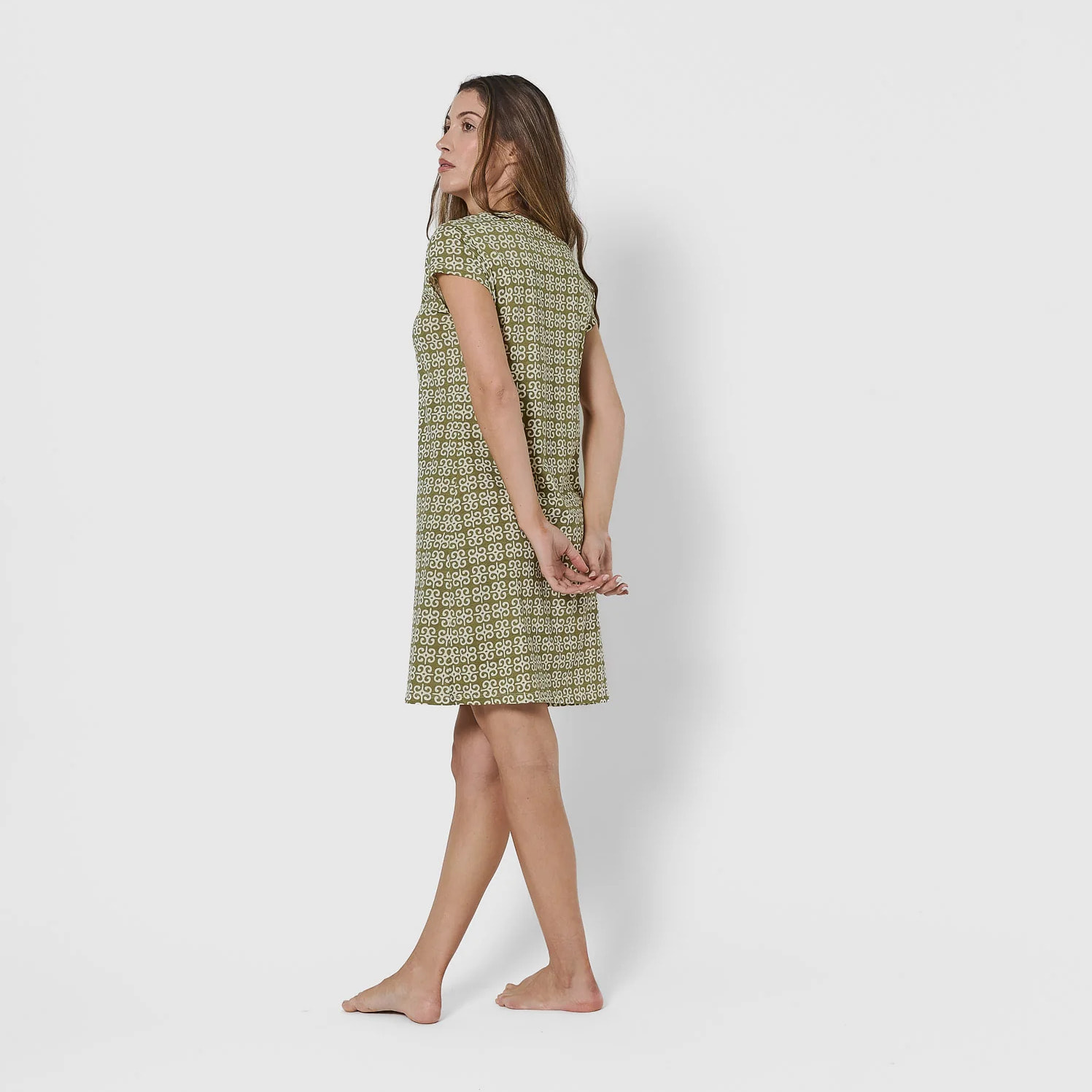 Vestido algodón sagitario verde cacería
