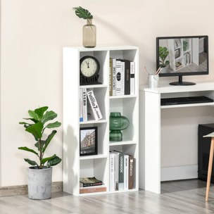 Estantería para Libros Librería de Madera con 7 Compartimentos de Almacenaje Plantas Archivos para Sala de Estar Dormitorio Oficina 50x24x106 cm Blanco