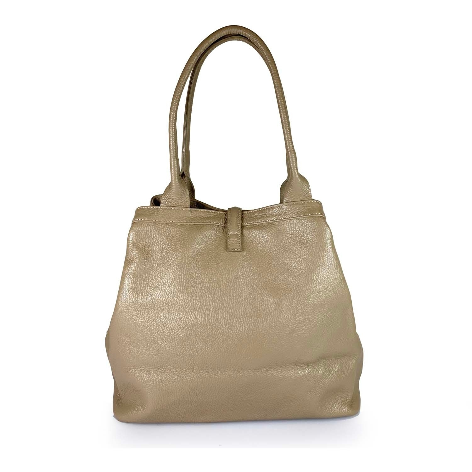 Borse Donna colore Beige-in pelle Made in Italy 42 x 38 x 6cm