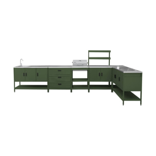 Cuisine d'extérieure 5 modules avec barbecue charbon de bois sur pieds, 2 étagères et thermomètre NAXOS BARBECUE CHARBON + 5 MODULES