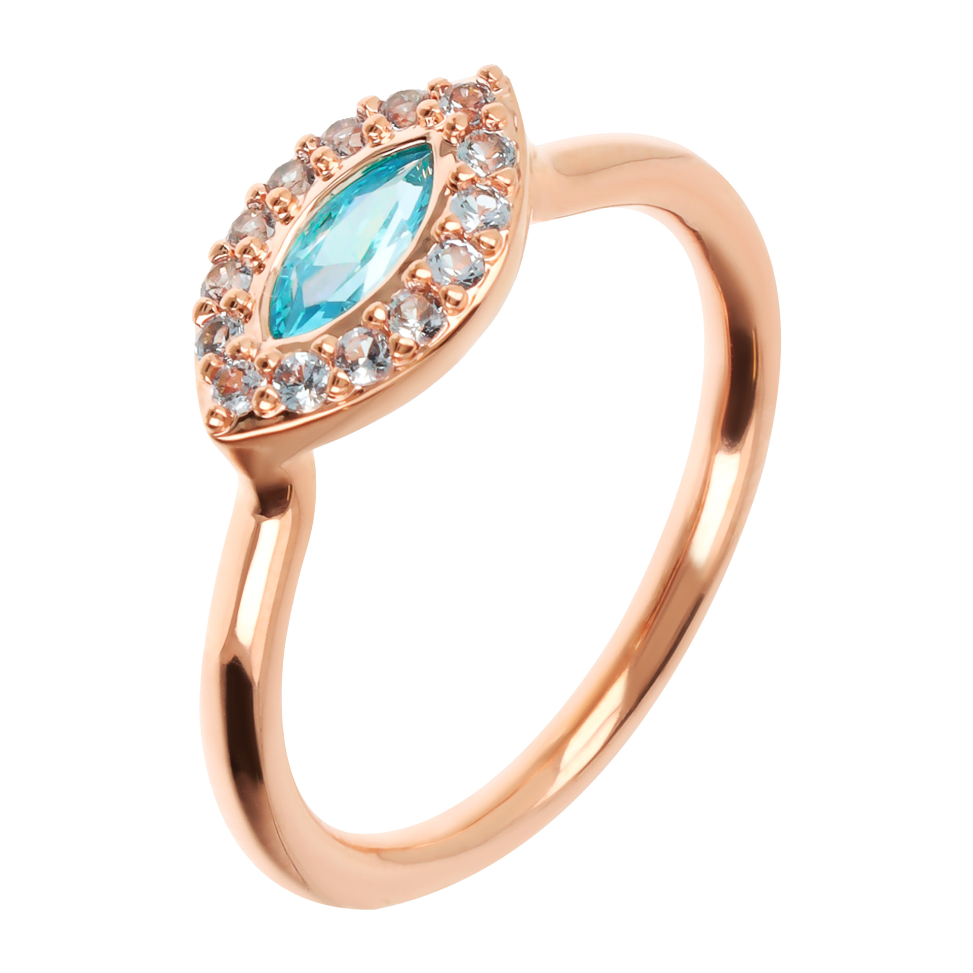 Anello Solitario Marquise con Cubic Zirconia Azzurra