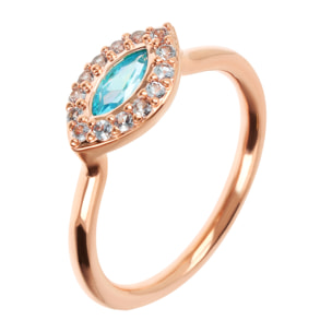Anello Solitario Marquise con Cubic Zirconia Azzurra