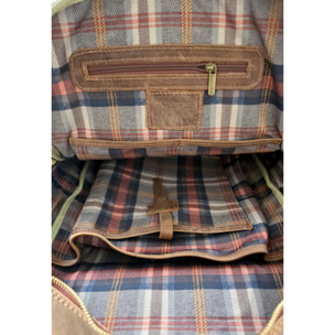 Zaino Donna in Vera Pelle, Zaino Elegante Vintage con Tasca Frontale e Chiusura con Cerniera